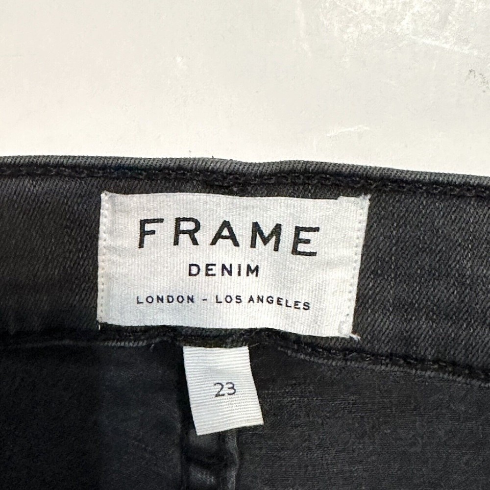 FRAME Denim Womens Size 23 Le Nouveau Straight Split Frey Hem Jeans Woodland - Picture 13 of 16